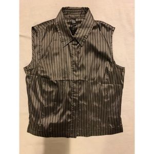 Vintage stripped sleeveless button down shirt